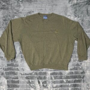 Faconnable Mens Olive Green 100% Cotton Crewneck Sweatshirt Size M Logo 6085